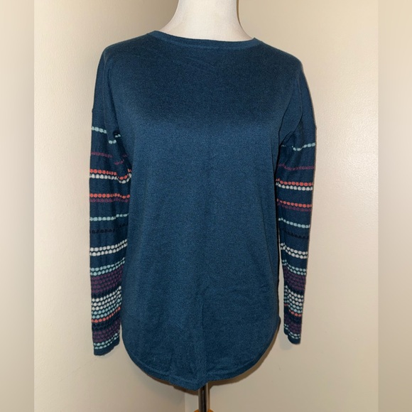 SmartWool Women’s Shadow Pine Crewneck Sweater,Color-Peacock Blue,Size-Small - Picture 2 of 9